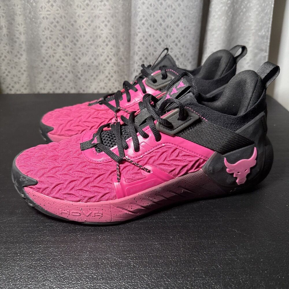Under Armour Project Rock 6 Training Shoes Pink Black 3026535-600 Men’s 11